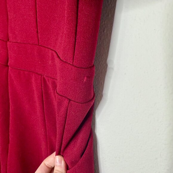 SHEIN | Slant Pocket Burgundy V-Neck Flutter Sleeve Jumpsuit - 4 - Picture 6 of 7